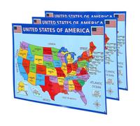 BESTonZON Poster Mappa degli Usa 3 Pezzi Mappa Murale Educativa degli Stati Uniti per Aula e Camera da Stampa Nitida Dettagli Completi di Stati e Città Decorazione Didattica Resistente