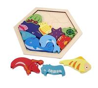 BESTonZON Puzzle in Legno Geometrico Per Ragazzo Giocattolo Educativo Interattivo Animali Cartoon Puzzle Portatile Sicuro e Divertente Per L'educazione Precoce Giocattoli Cognitivi Per Ragazzo