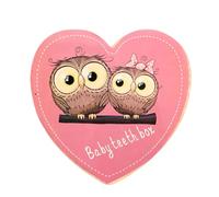 BESTonZON Scatola Porta Denti da Latte in Legno a Forma di Cuore Custodia Ricordo per Ragazzo Ragazza Spazio per Dati Personali Contenitore Sicuro per Primo Dentino e Ricordi di Crescita