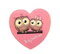 BESTonZON Scatola Porta Denti Da Latte in Legno a Forma Di Cuore Per Ragazzo Ragazza, Organizzatore Di Ricordi Per Ragazzo Ragazza Superficie Liscia e Spazio Per Dati Personali