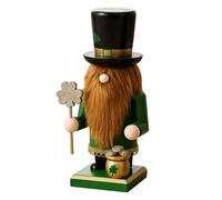 BESTonZON Schiaccianoci in Legno Irlandese Trifoglio, Figura Decorativa da Tavolo per San Patrizio, Ornamento Portafortuna Soldato Festivo 23 Cm