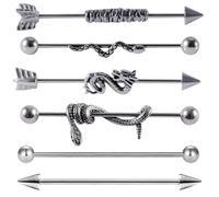 BESTonZON Set 6 Pezzi Orecchini Piercing Industriale in Acciaio Inox 316l, Bilancieri Curvi da Donna per Cartilagine, Accessori Moda per Look Casual e Formale