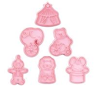 BESTonZON Set 6 Stampi per Biscotti Natalizi a Tema Circo in Plastica, Tagliabiscotti Piccoli per Feste e Compleanni, Timbri per Biscotti Facili da Usare, Adatti e Uso Fai da Te