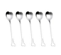 BESTonZON Set da 5 Cucchiai per Dessert in Acciaio Inossidabile a Forma di Cuore, Resistenti alla Ruggine e Flessibili, per Momenti Dessert o Ufficio