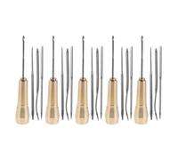 BESTonZON Set da 5 Punteruoli per Cucito con Manico in Rame, Strumento Professionale per Riparazione Scarpe a Mano, Ago Punteruolo per Cucitura Artigianale e Lavori di Sartoria