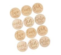 BESTonZON Set di 12 Biglietti Mensili in Legno per Neonati Rotondi per Lo Sviluppo del Bambino Cartello Bifacciale Design Unico per Neonati a 1 Anno