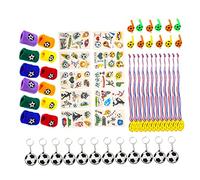 BESTonZON Set di articoli per feste di compleanno per bambini, 48 pezzi, accessori per feste a tema calcio, con portachiavi, fascia per il sudore, fischietto, tatuaggio, medaglia, per fan, sport