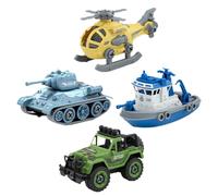 BESTonZON Set Giocattoli Fai da Te per Modelli Assemblabili di Carro Armato Nave da Guerra Elicottero e Suv Plastica Resistente Stimola Creatività e Abilità Pratiche Gioco Educativo