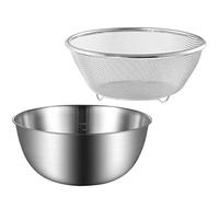 BESTonZON Set scolapasta da cucina in acciaio inox, 22 cm, multifunzionale scolapiatti e ciotola per il lavaggio del riso, con manici per frutta e verdura, utensili da cucina per la preparazione degli