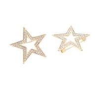 BESTonZON Spilla a Forma di Stella a Cinque Punte Strass, 2 Pezzi, Lega di Zinco Color Oro, Spilla da Bavero Elegante per Donna e Uomo, Accessorio per Matrimonio, Festa e