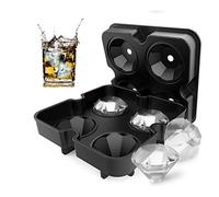 Bestonzon 4 cavità 3D Diamond Ice Cube Mold Maker bar party silicone vassoi Chocolate Mold Kitchen Tool (nero)