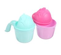 BESTonZON Tazza Per Shampoo e Risciacquo Neonati, Set 2 Pezzi Impugnatura Ergonomica, Design Salvaspazio e Anti-sgocciolamento Per Bagnetto Bambini, Facile Da Usare e Trasportare, Colore Verde e Rosso