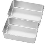 BESTonZON Teglie per Dolci in Acciaio Inox 2 Pezzi, Teglia per Tiramisù 22x14x6,5 Cm senza Coperchio, Vassoio per Torte da Forno Resistente e Pratica per Pane, Plumcake e Dolci