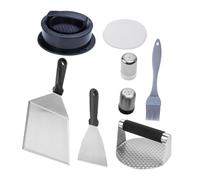 BESTonZON Utensili Barbecue con Pressa Hamburger Multifunzione Spatola Versatile Pennello e Oleata per Grigliate All e