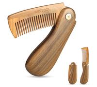 BESTOOL Pettine pieghevole in legno di sandalo verde per toelettatura e pettinatura di capelli, barba e baffi, antistatico, pettine districante naturalmente profumato