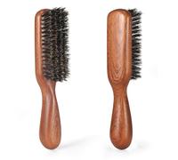 BESTOOL Spazzola con setole di cinghiale per capelli fini e sottili, spazzola per barba per la cura quotidiana della barba, spazzola da uomo con manico in legno di sapele