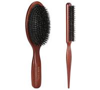 BESTOOL Spazzola per capelli, 100% setole di cinghiale spazzola per donne, uomini, bambini, setole naturali per capelli sottili e fini, spazzola Sleek Bun per migliorare la consistenza dei capelli
