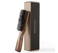 BESTOOL Spazzola per capelli con setole di cinghiale da uomo, setole rigide, manico naturale in noce nero, spazzola per barba e baffi