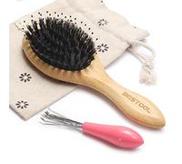 BESTOOL Spazzola per capelli da viaggio piccola per donne, uomini o bambini, spazzola per capelli con setole di cinghiale per districare, antifrizz, distribuire olio (girare)