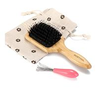 BESTOOL Spazzola per capelli da viaggio piccola per donne, uomini o bambini, spazzola per capelli con setole di cinghiale per districare, antifrizz, distribuire olio