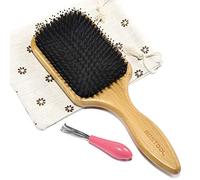 BESTOOL Spazzola per capelli in setole di cinghiale Spazzola per capelli in legno naturale Massaggio in legno anti statico Spazzola per pagaia grande per donna uomo e bambino (Quadrato)