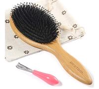 BESTOOL Spazzola per capelli in setole di cinghiale Spazzola per capelli in legno naturale Massaggio in legno anti statico Spazzola per pagaia grande per donna uomo e bambino (Ovale)