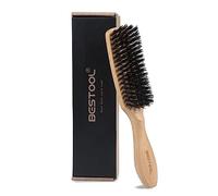 BESTOOL Spazzola per capelli, setole di cinghiale per uomo e donna, per districare e styling, spazzola con setole naturali per capelli sottili e fini, spazzola per barba (naturale)