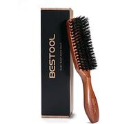 BESTOOL Spazzola per capelli, setole di cinghiale per uomo e donna, per districare e styling, spazzola con setole naturali per capelli sottili e fini, spazzola per barba (Rosso marrone)