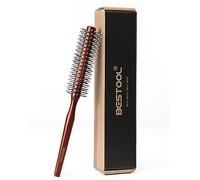 BESTOOL Spazzola rotonda piccola per capelli corti, Spazzola rotonda per barba da uomo, Spazzole per capelli rotonde per asciugare con il phon, per lisciare, ricci, frangia (rosso-marrone)