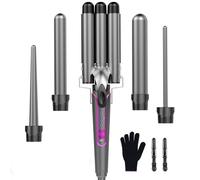 BESTOPE PRO Set di ferro arricciacapelli 5 in 1, ferro ondulato, 3 botti per grandi senza ricci, bigodini in ceramica, con diversi accessori con guanto e 2 clip