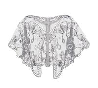 BESTORI 1920s Stola da Donna Scialle da Donna Ricamato con Glitter per Feste Abiti da Sera da Sposa Grigio