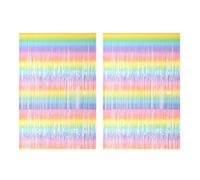 BESTORI 2 Pack Metallic Tinsel Tende Foil Frangia Streamer Tenda Porta Decorazione della Finestra per Il Compleanno Forniture Festa di Nozze Arcobaleno, 1x 2 m