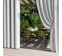BESTORI 2 Pezzi Tende da Esterno con Anelli Impermeabile Termiche Isolanti Antivento Protezione Solare Privacy Tende Oscurante per Patio, Gazebo, Giardino, Bianco 01, 132cm x 160cm