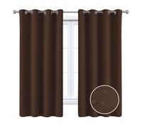 BESTORI 2 Pezzi Tende da Esterno Impermeabile Oscurante, Termiche Isolanti Antivento Tende da Sole per Esterni con Anelli Per Patio Giardino Veranda Gazebo, Marrone scuro, 132cm x 274cm