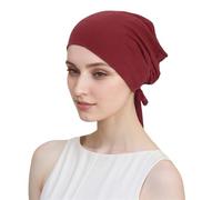 BESTORI Cappello da Notte Copricapo Chemioterapia Unisex, Berretto Morbido per Donna e Uomo, Beanie Leggero Rosso Vino