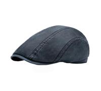 BESTORI Coppola Uomo Berretto Piatto in Pelle PU Baschi Scozzesi Inverno Cabbie Coppola Blu Marino