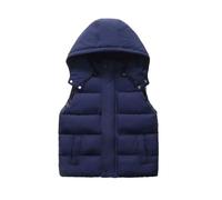 BESTORI Giacca a Gilet con Cappuccio per Ragazzi e Ragazze Leggero e Caldo Invernale Cappotto Imbottito Senza Manica, Blu, 4-5 anni