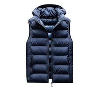 BESTORI Smanicato Uomo Invernale con Cappuccio Senza Maniche Sportivo Giubbotto Casual Gilet Trapuntato da Esterno, Blu, 6XL