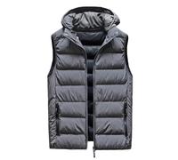 BESTORI Smanicato Uomo Invernale con Cappuccio Senza Maniche Sportivo Giubbotto Casual Gilet Trapuntato da Esterno, Grigio, XXL