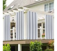 BESTORI Tenda da Esterno Impermeabile Termiche Isolanti Tende con Occhielli Sopra e Sotto Resistente alle Intemperie Oscuranti per Veranda, Pergola, Capanna, Patio Bianco, 254 x 274cm, 2 Pezzi