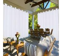 BESTORI Tende da Esterno Voile Impermeabile Tende con Occhielli Protezione Solare Protezione Privacy Tende da Sole per Gazebo, Giardino Bianco, 254 x 274cm, 2 Pezzi