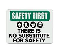 BESTORLOVE Safety First There is No Substitute for Safety Cartello in metallo Attenzione Cartello di avvertimento di sicurezza Segnale di sicurezza 30,5 x 40,6 cm Facile da montare Targa in metallo