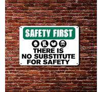 BESTORLOVE Safety First There is No Substitute for Safety Targa in latta Attenzione Attenzione Avviso Attenzione 20,3 x 30,5 cm Decorazione da parete antiruggine Art for Man Cave Bar Garage Gas