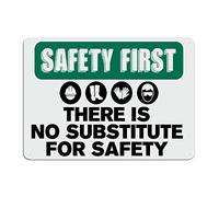 BESTORLOVE Targa in metallo con scritta "Safety First There is No Substitute for Safety" (lingua italiana non garantita), divertente cartello sarcastico, 25,4 x 35,6 cm, in metallo antiruggine, per