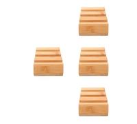 BESTOYARD 4 Pezzi Porta Taglieri da Piano Cucina in Bambù a 3 Scomparti | Organizer Multiuso per Teglie e Taglieri, Struttura Robusta Antigraffio, Colore Beige