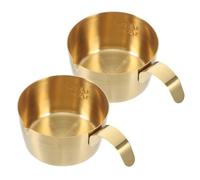 BESTOYARD Set 2 Pezzi Bicchierini Espresso in Acciaio Inossidabile con Misurino e Beccuccio per Versare, per Preparare Caffè e Montare Latte a Casa in Ufficio