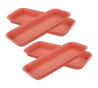BESTOYARD Sottovasi Protezione Pavimenti e Mobili in Plastica 4 Pezzi Rossi Rettangolari per Vasi da Fiori per Piante da Interno e Finestre