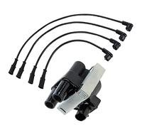 BESTPRICE 1x bobina di accensione modulo di accensione a 2 poli + 4x cavo di accensione set cavo di accensione Adatto per FIAT CINQUECENTO (170_),PANDA (169_),PUNTO (176_)(188_), SEICENTO / 600 (187_)