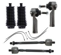 BESTPRICE 2x tiranti anteriori destro e sinistro, 2x estremità dei tiranti anteriori destro e sinistro, 1x set di cuffie per lo sterzo, compatibile con RENAULT CLIO II (BB_, CB_), KANGOO (KC0/1_)