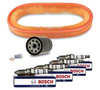 BESTPRICE Set di filtri di ispezione con 1x filtro aria, 4x candela Super plus HR7DC+, 1x tappo di scarico olio con guarnizione, compatibile con MERCEDES-BENZ 190 (W201)